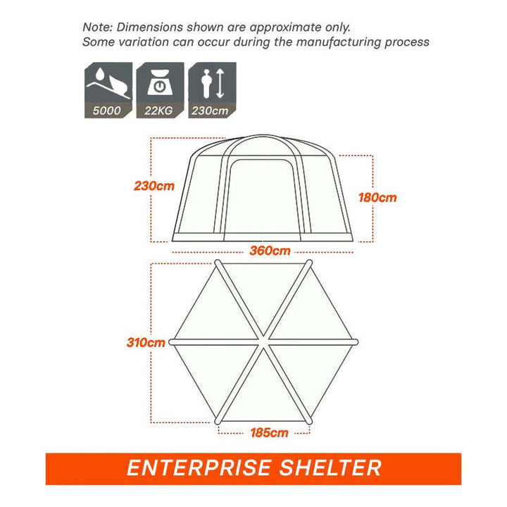 Enterprise 1 Blackout Tent & Enterprise Inflatable Shelter Combo