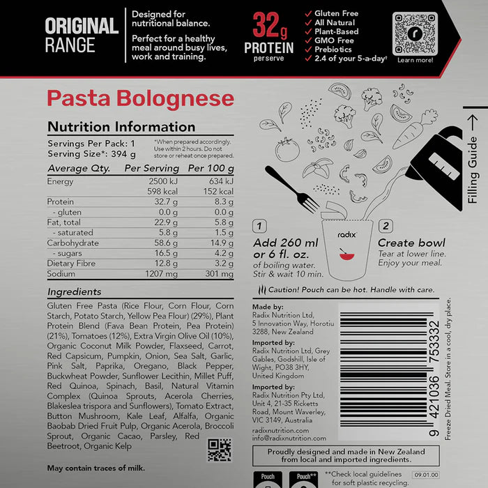 Radix Original 600 Plant-Based Pasta Bolognese