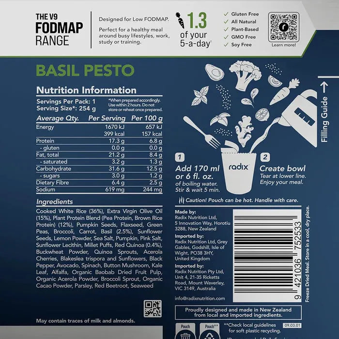 Radix Low Fodmap 400 Basil Pesto