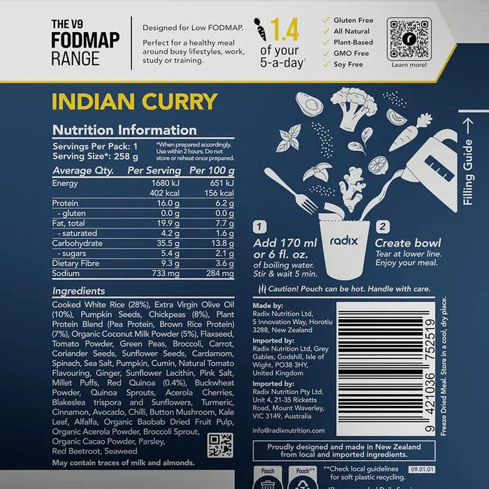 Radix Low Fodmap 400 Indian Curry