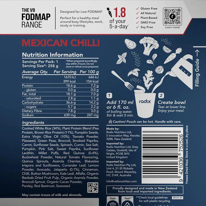 Radix Low Fodmap 400 Mexican Chilli