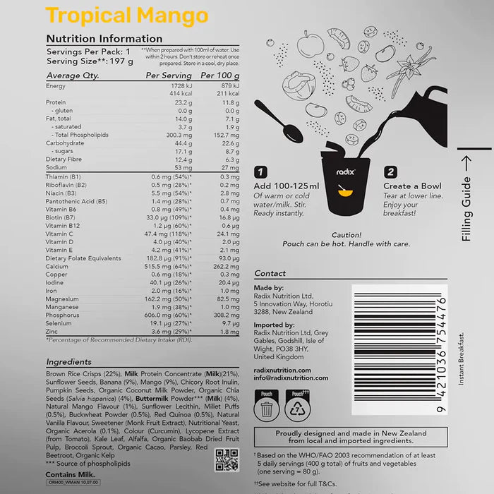 Radix Original 400 Tropical Mango Dairy Protein