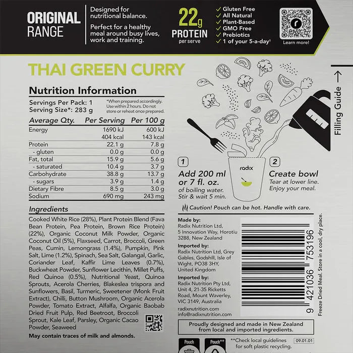 Radix Original 400 Plant-Based Thai Green Curry