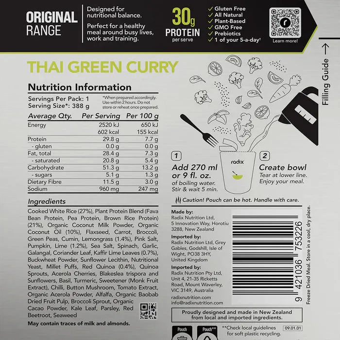 Radix Original 600 Plant-Based Thai Green Curry