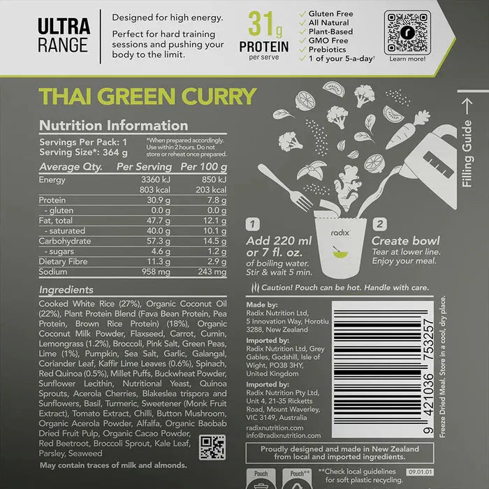 Radix Ultra 800 Plant-Based Thai Green Curry