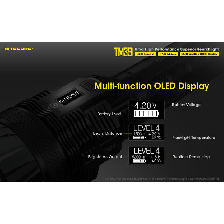 Nitecore TM39 5200 Lumen Long Throw Rechargeable Flashlight