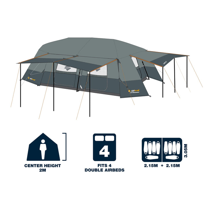 OZTrail Fast Frame Headland 10P Dome Tent with Lighting