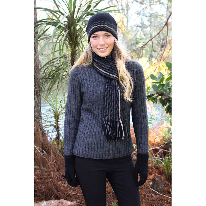 Possum Merino Urban Striped Beanie - Lothlorian Knitwear