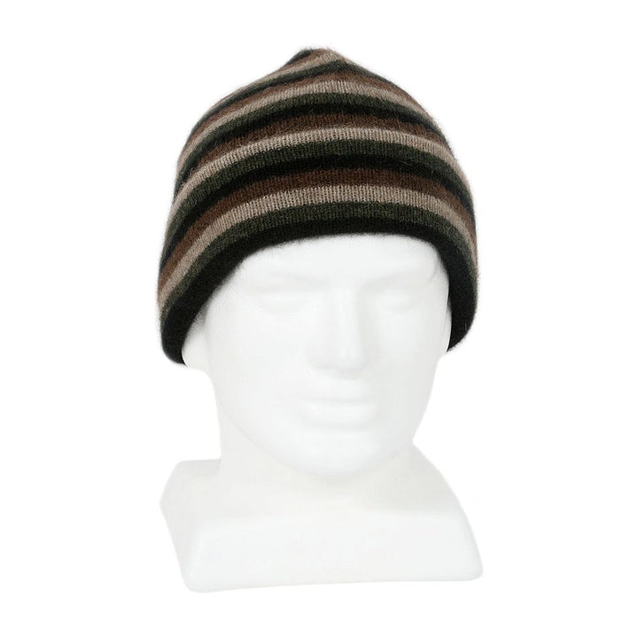 Possum Merino Multi Striped Beanie - Lothlorian Knitwear