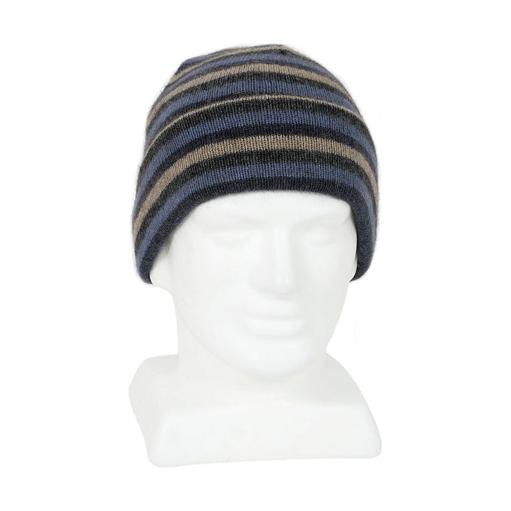 Possum Merino Multi Striped Beanie - Lothlorian Knitwear
