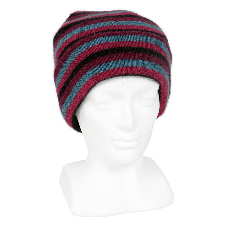 Possum Merino Multi Striped Beanie - Lothlorian Knitwear