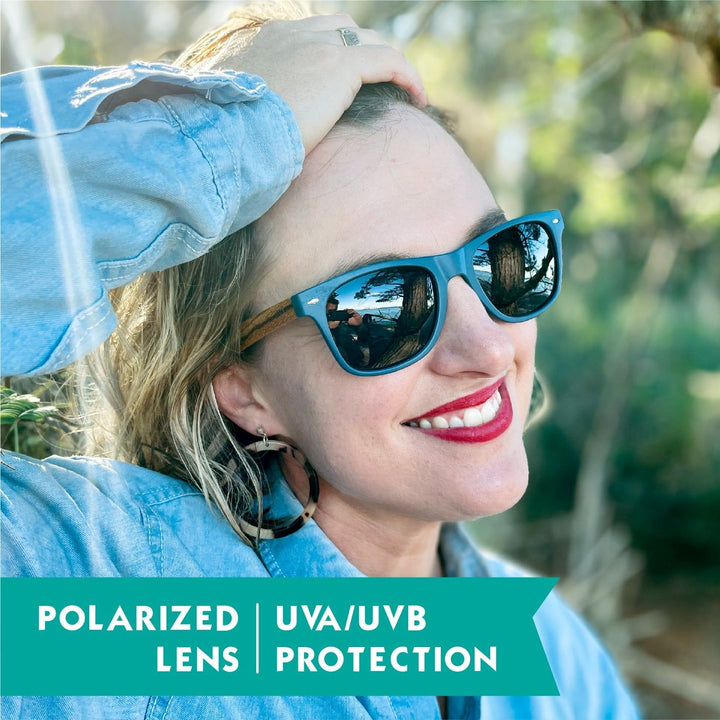 Wood Sunglasses Polarised for Men and Women - Dark Blue