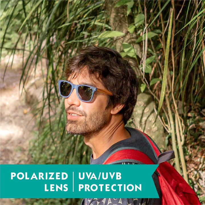 Wood Sunglasses Polarised for Men and Women - Dark Blue