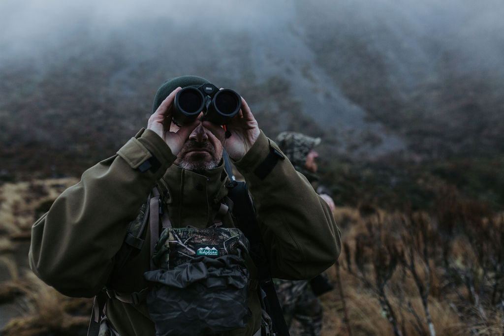binoculars in use
