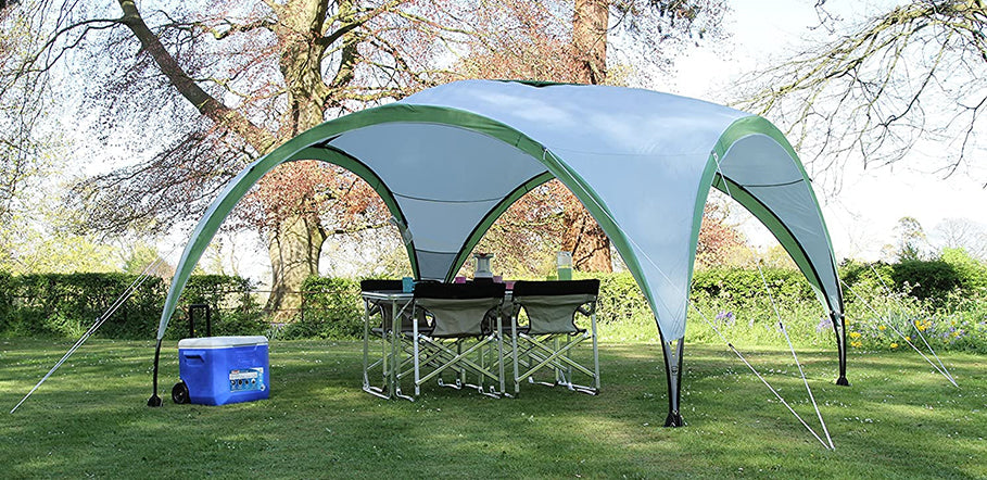 gazebo setup in a field