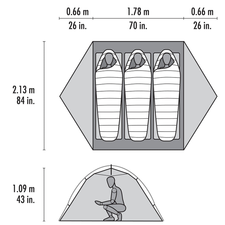 MSR Elixir 3 Person Hiking Tent with Footprint