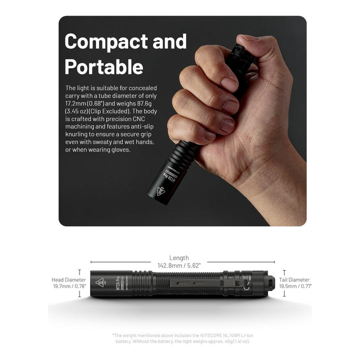 Nitecore MT2A PRO Rechargeable Flashlight - 1000 lumens