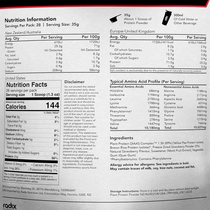 Radix Plant Protein DIAAS Complex 1.30 Strawberry | Radix Nutrition