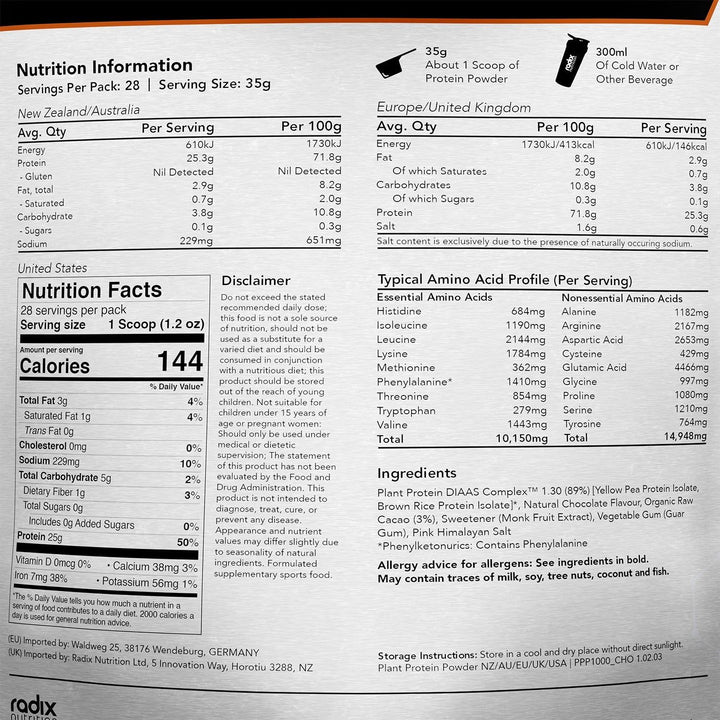 Radix Plant Protein DIAAS Complex 1.30 Chocolate | Radix Nutrition