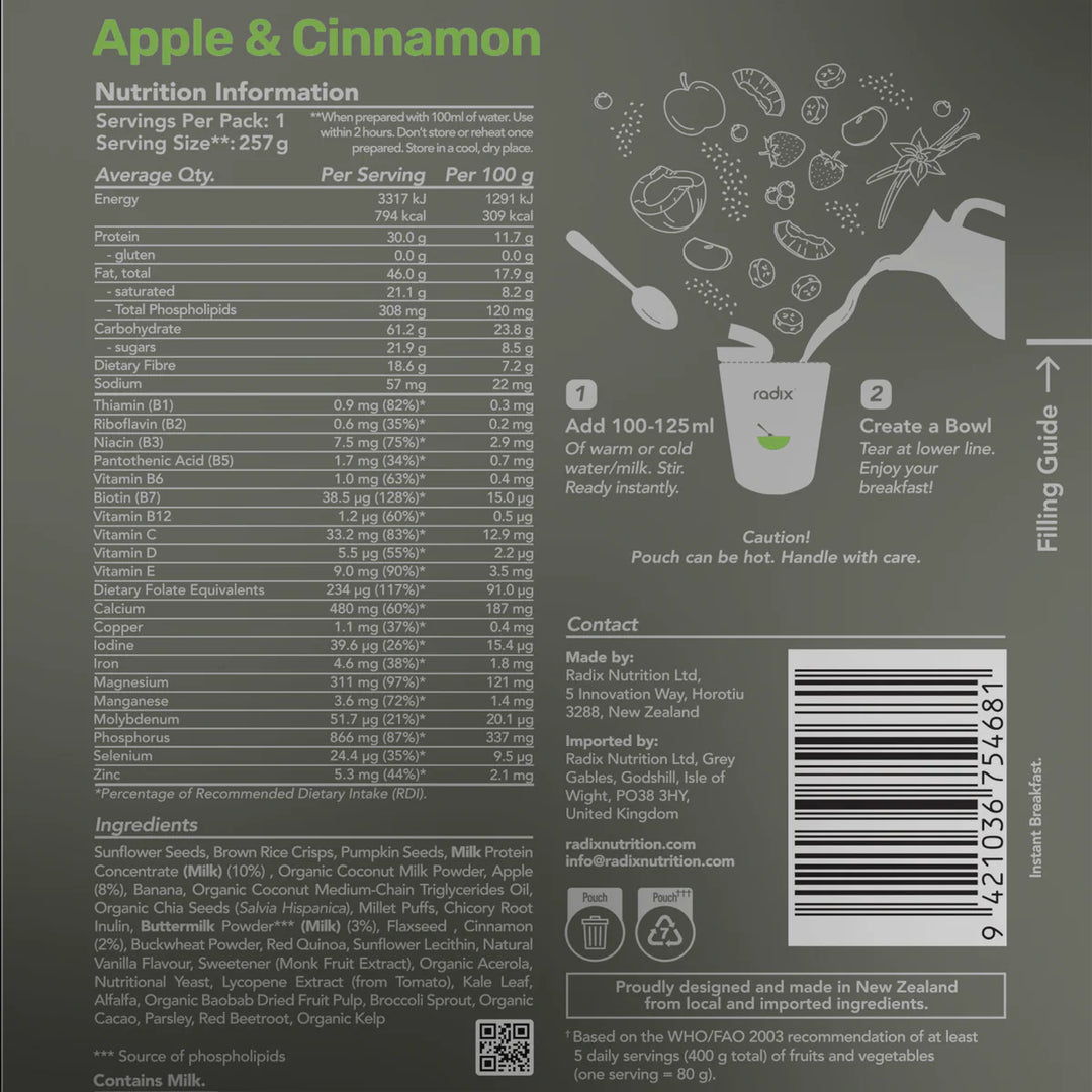 Radix Ultra Dairy Breakfast 800 Apple Cinnamon