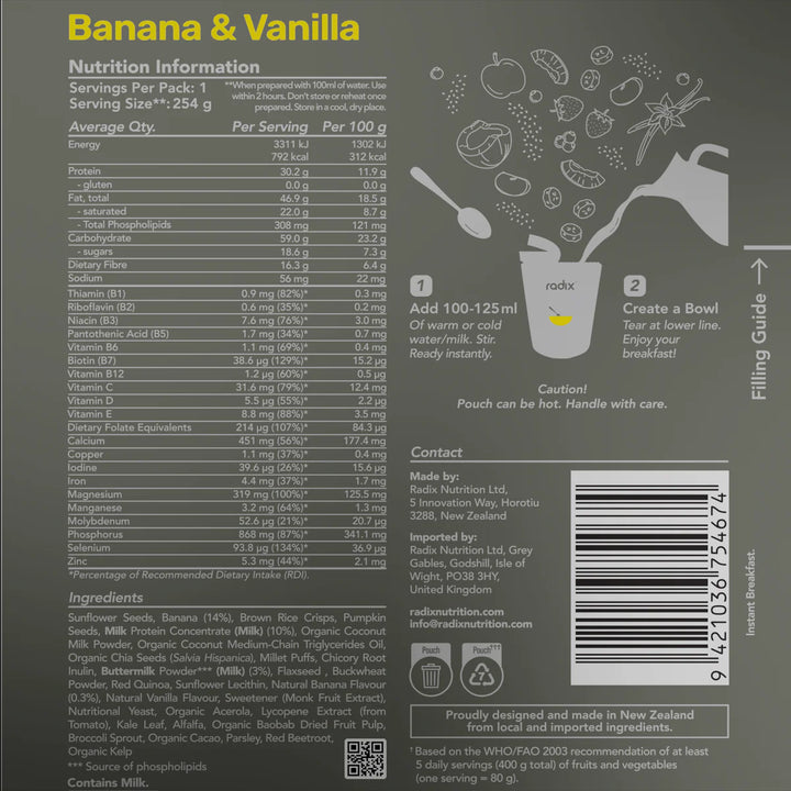 Radix Ultra Dairy Breakfast 800 Banana &amp; Vanilla
