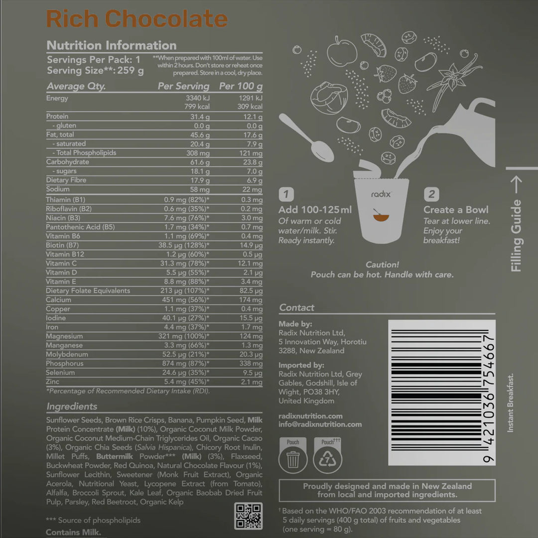 Radix Ultra Dairy Breakfast 800 Rich Chocolate