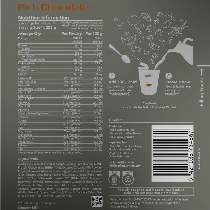 Radix Ultra Dairy Breakfast 800 Rich Chocolate