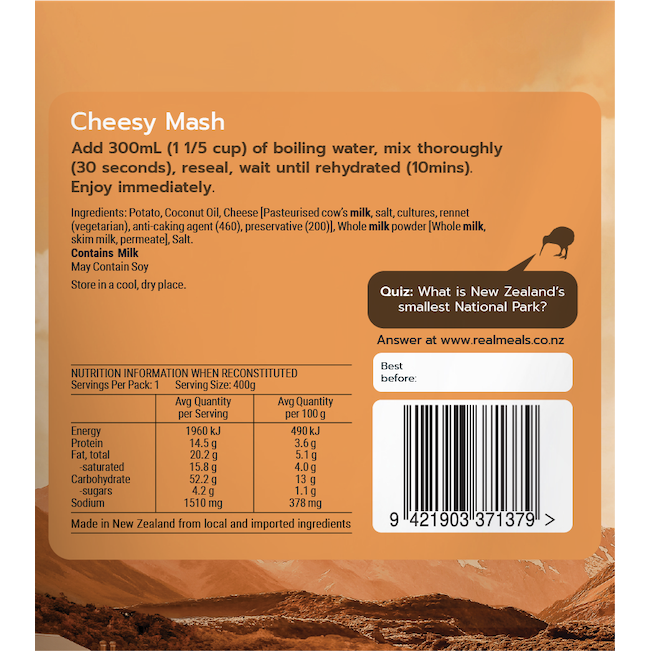 Real Meals DINNER | Cheesy Mash — detail | Real Meals NZ