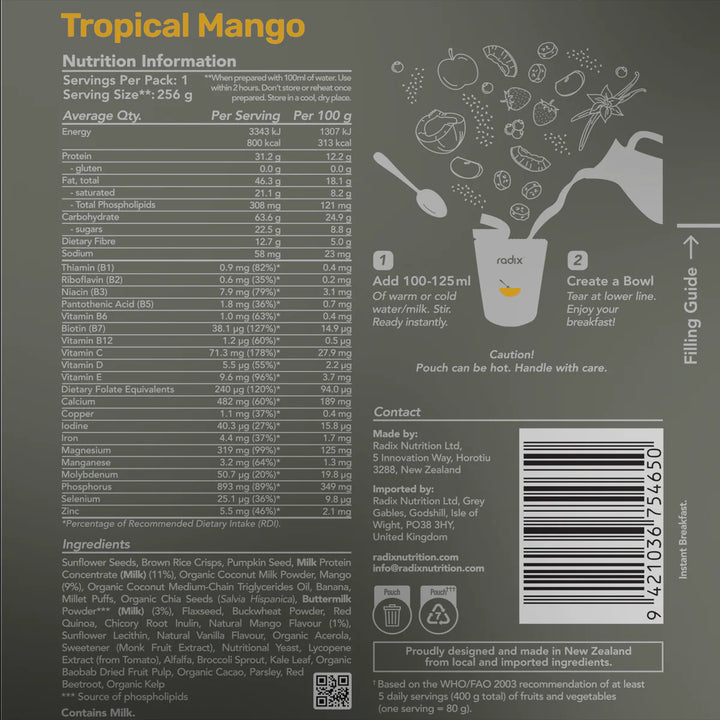 Radix Ultra Dairy Breakfast 800 Tropical Mango