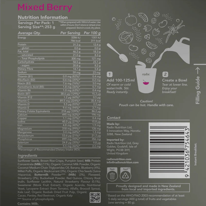 Radix Ultra Dairy Breakfast 800 Mixed Berry