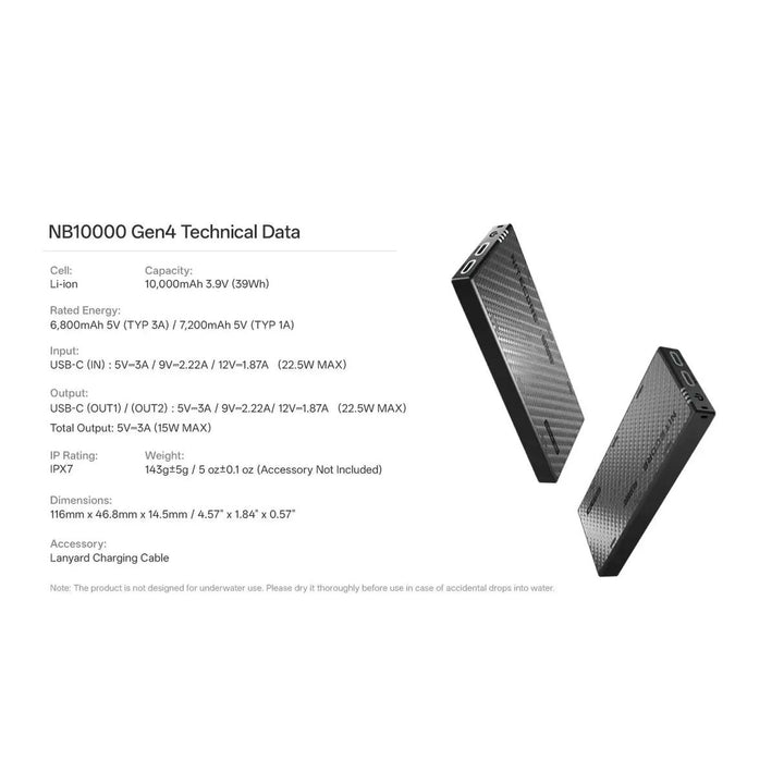 Nitecore NB10000 Gen 4 Powerbank