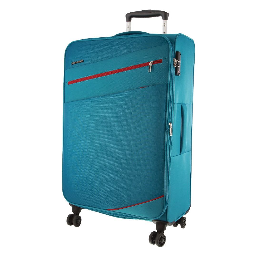 Pierre Cardin 76cm LARGE Soft Shell Suitcase in Turquoise