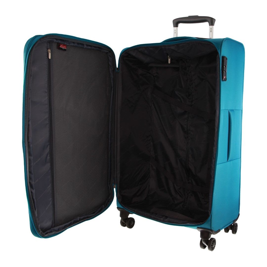 Pierre Cardin 76cm LARGE Soft Shell Suitcase in Turquoise