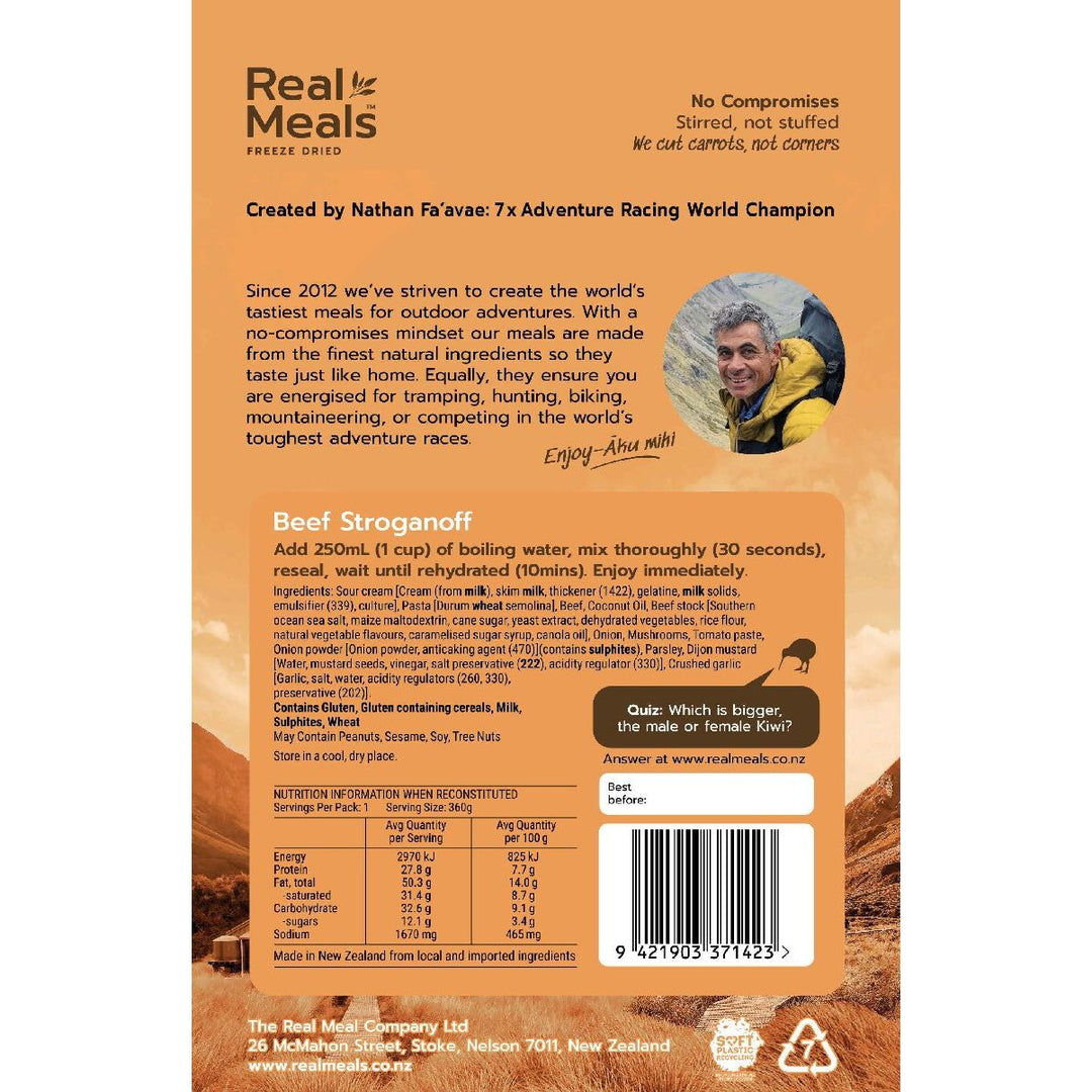 Real Meals DINNER | Beef Stroganoff — detail | Real Meals NZ