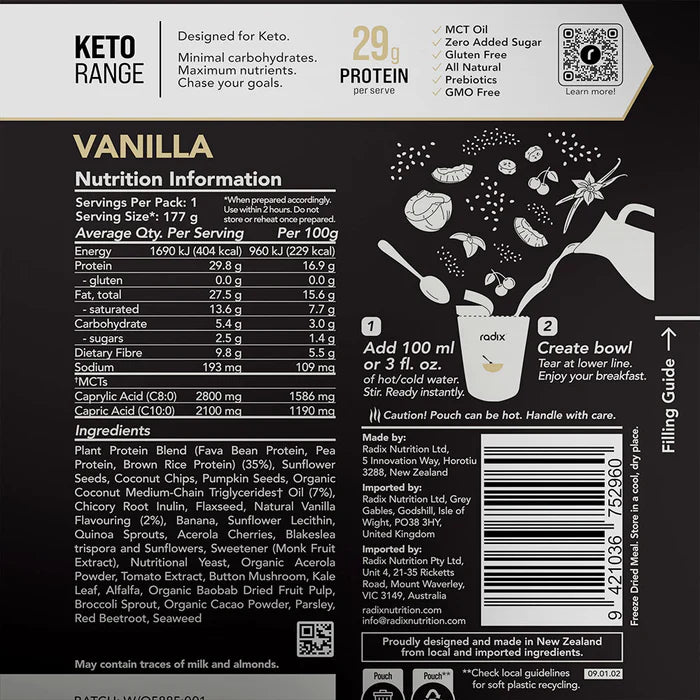Radix Keto Breakfast Vanilla 400