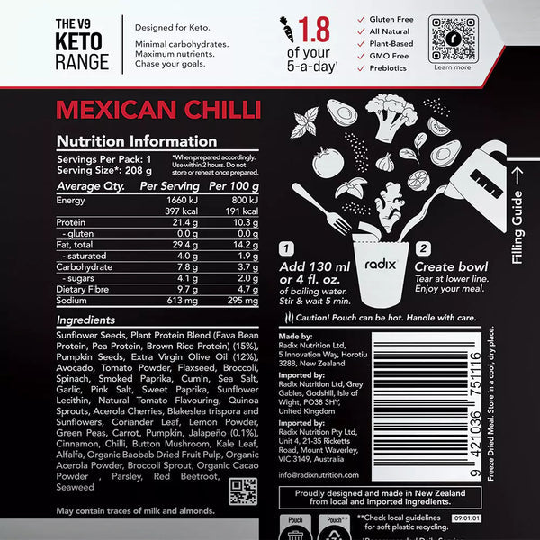 Radix Keto 400 Plant-Based Mexican Chilli
