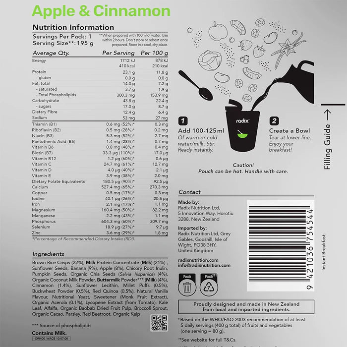 Radix Original 400 Apple and Cinnamon Dairy Protein