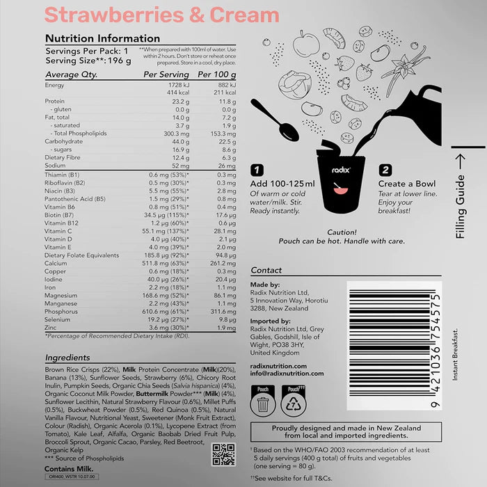 Radix Original 400 Strawberries and Cream Dairy Protein