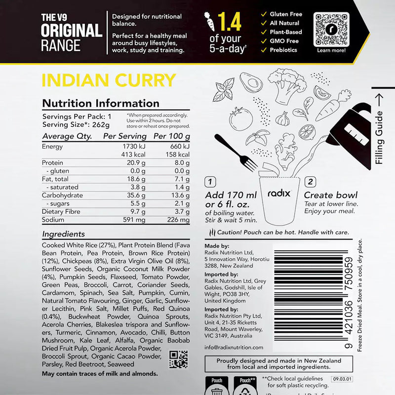 Radix Original 400 Plant-Based Indian Curry