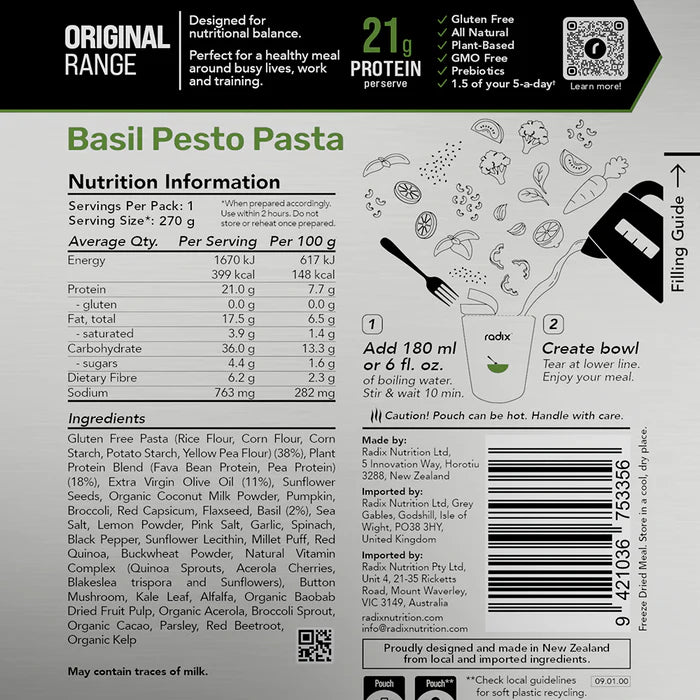 Radix Ultra 800 Plant-Based Basil Pesto Pasta