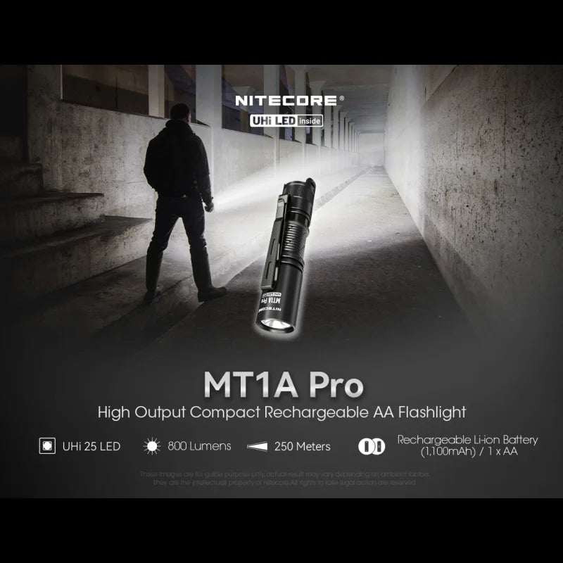 MT1A Pro Compact Rechargeable Flashlight (800 Lumens)