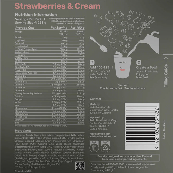 Radix Ultra Dairy Breakfast 800 Strawberries &amp; Cream
