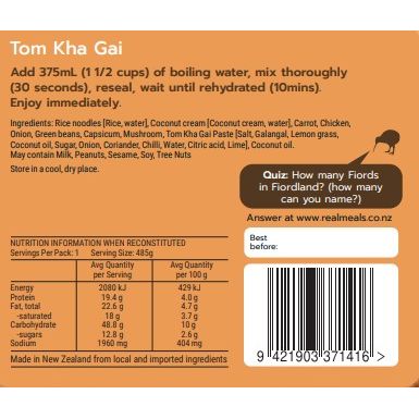 Real Meals DINNER | Tom Kha Gai — detail | Real Meals NZ