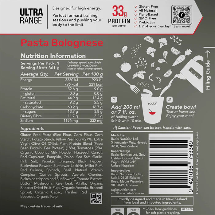 Radix Ultra 800 Plant-Based Pasta Bolognese