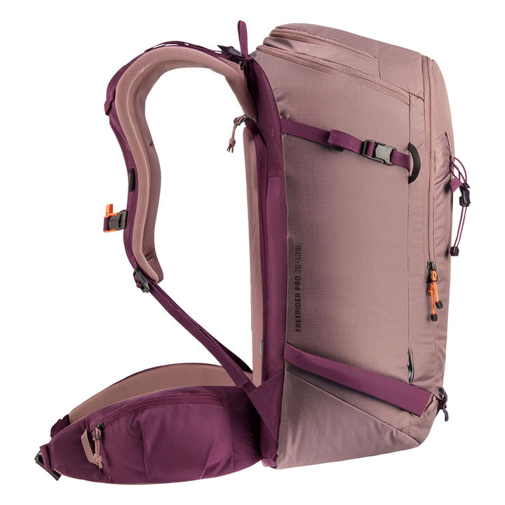 Deuter Freerider Pro 30+10 SL Backpack – Ashrose-Cassis – left side profile