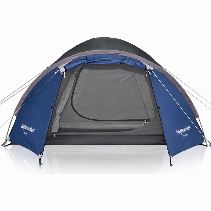 Discovery 3V Tent – front entrance and mid-grey bedroom