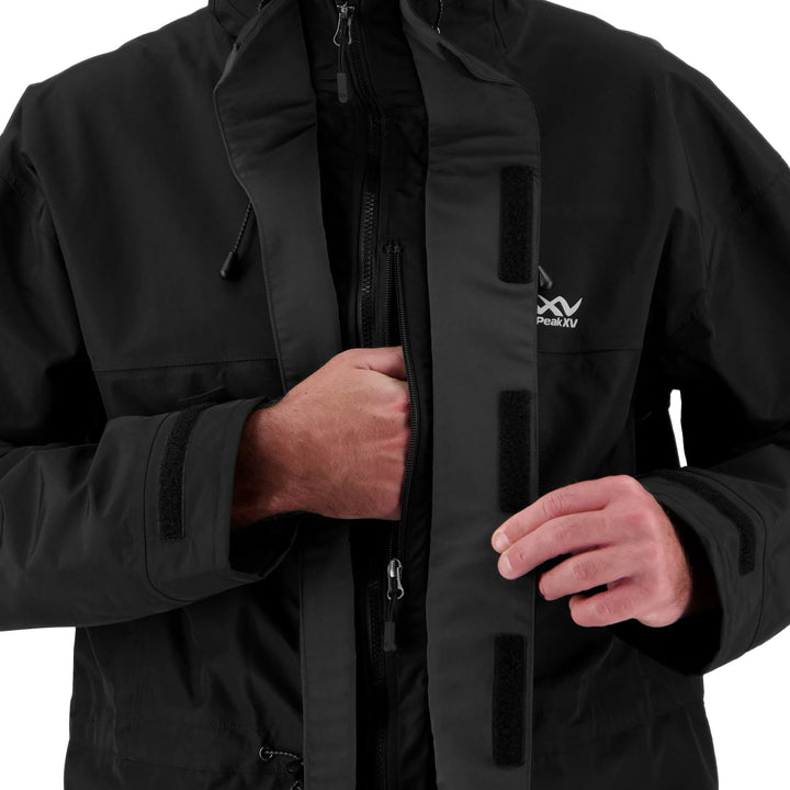 Mens Peak XV Hard Rain Jacket in Black, product photograph 15