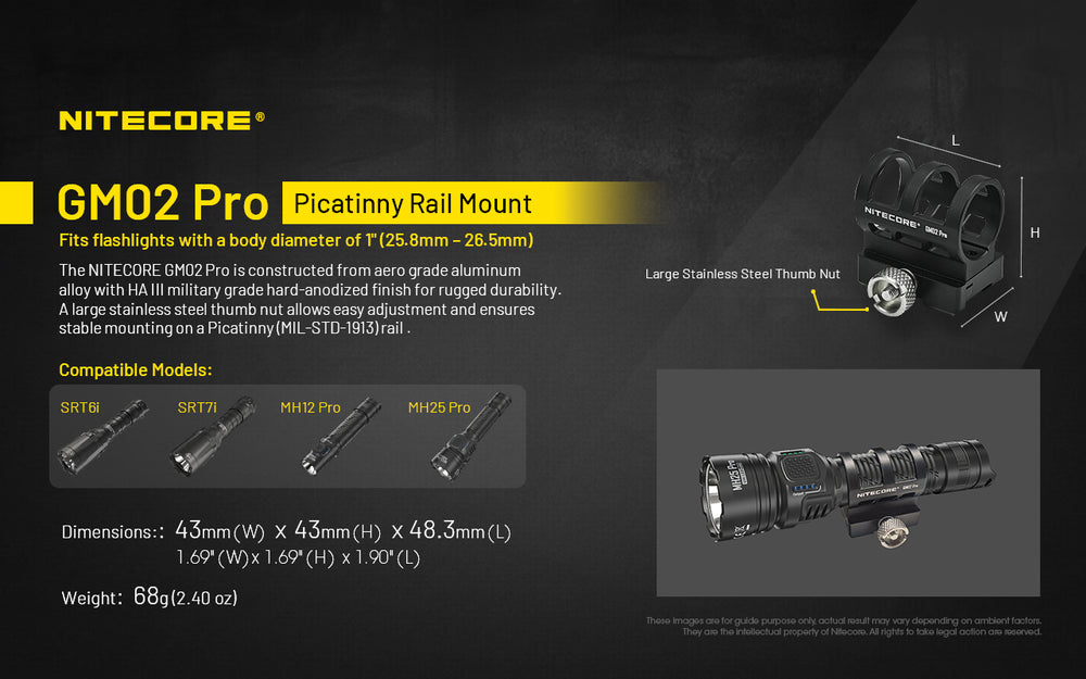 Nitecore GM02 Pro gun mount specifications and compatibility