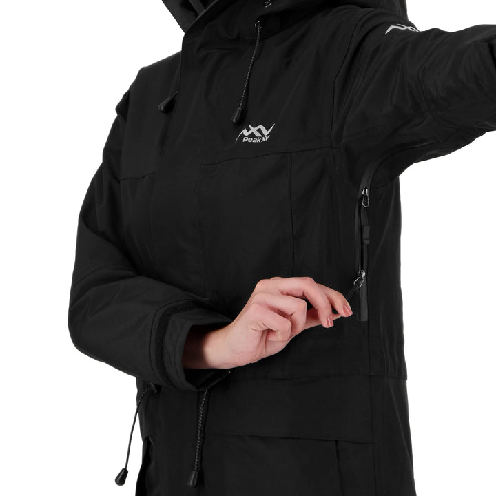 Womens Peak XV Hard Rain Jacket in Black, product photograph 13