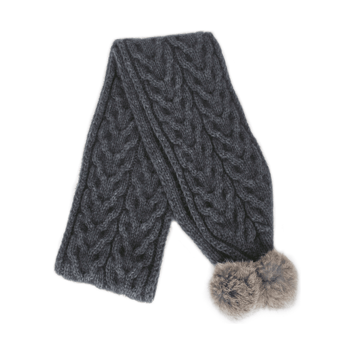 Possum Merino Scarf with Pompom - Lothlorian Knitwear